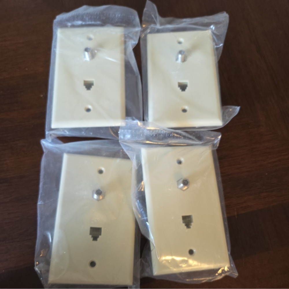 TV-Phone Flush Mount Wall plate Ivory Single Gang x4